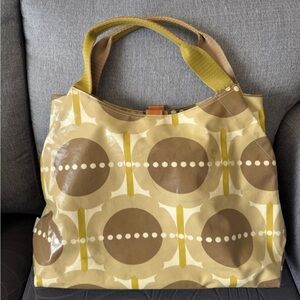 Orla Kiely Yellow and Brown Graphic Tote
